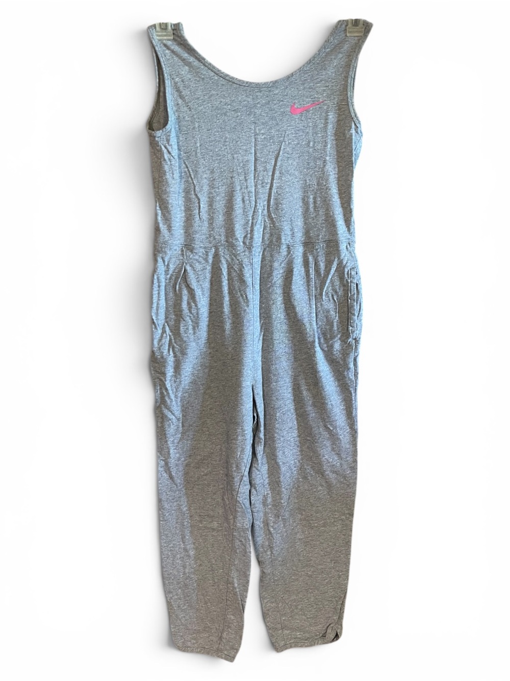 Nike Girls Jumpsuit Large Gray Heathered Sleeveless One Piece Pockets